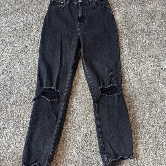 Abercrombie & Fitch Black Washed High-Rise Ankle Straight Jeans - Picture 2 of 4